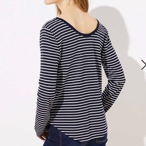LOFT Striped Scoop Neck Tee